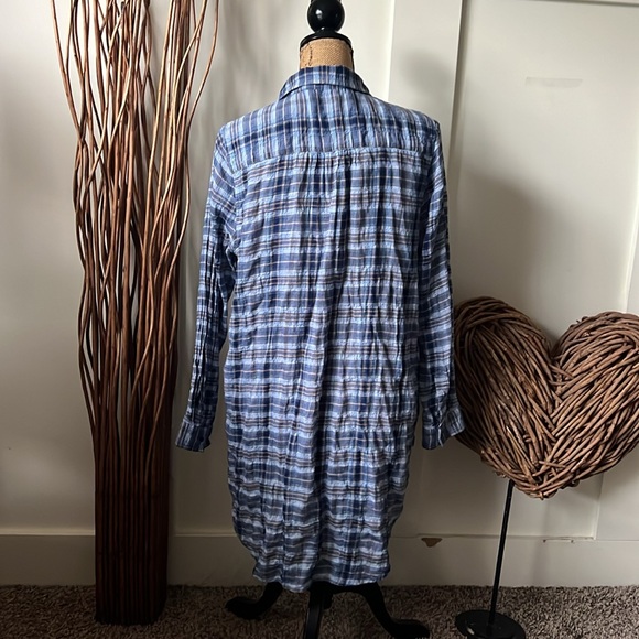 Hippie Laundry Blue Plaid Long Sleeve High Low Tunic - Picture 5 of 8